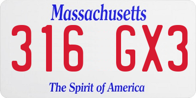 MA license plate 316GX3