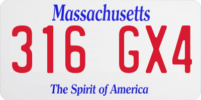 MA license plate 316GX4