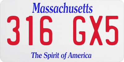 MA license plate 316GX5
