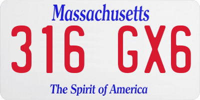 MA license plate 316GX6