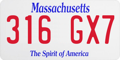 MA license plate 316GX7