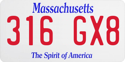MA license plate 316GX8