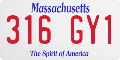 MA license plate 316GY1