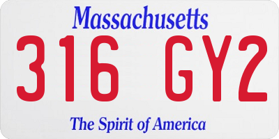 MA license plate 316GY2