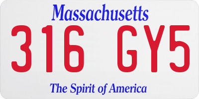 MA license plate 316GY5