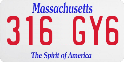 MA license plate 316GY6