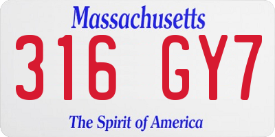 MA license plate 316GY7