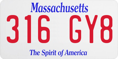MA license plate 316GY8