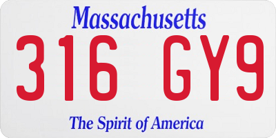 MA license plate 316GY9