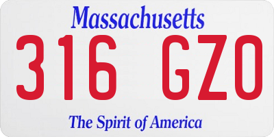 MA license plate 316GZ0