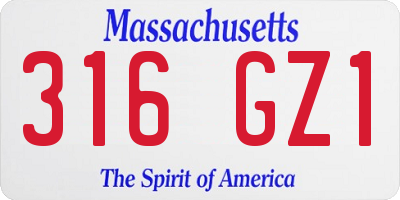MA license plate 316GZ1