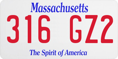 MA license plate 316GZ2