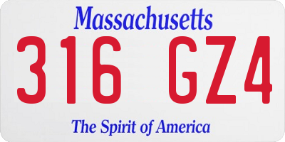 MA license plate 316GZ4