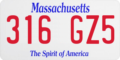 MA license plate 316GZ5