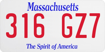 MA license plate 316GZ7