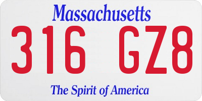 MA license plate 316GZ8
