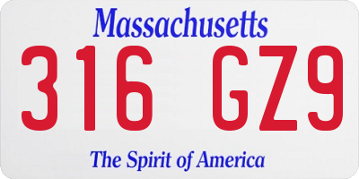 MA license plate 316GZ9