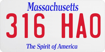 MA license plate 316HA0
