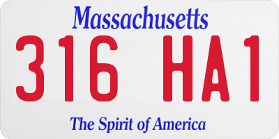 MA license plate 316HA1