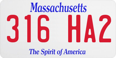 MA license plate 316HA2
