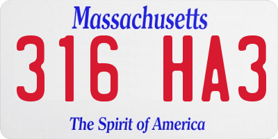 MA license plate 316HA3