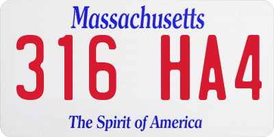 MA license plate 316HA4