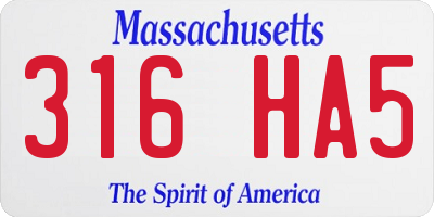 MA license plate 316HA5