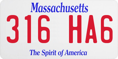 MA license plate 316HA6