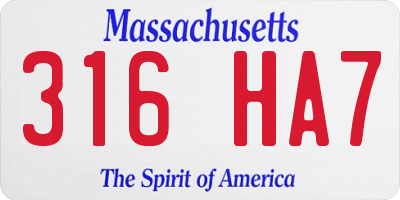 MA license plate 316HA7