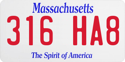 MA license plate 316HA8