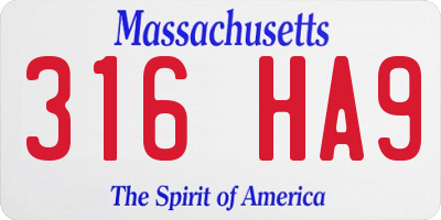 MA license plate 316HA9