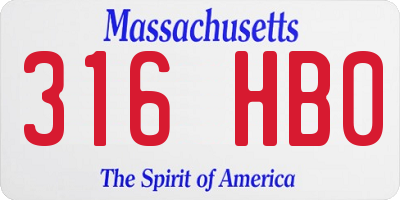 MA license plate 316HB0