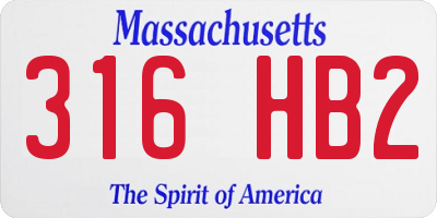 MA license plate 316HB2