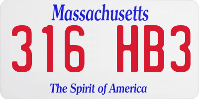 MA license plate 316HB3