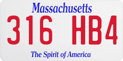 MA license plate 316HB4