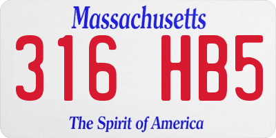 MA license plate 316HB5