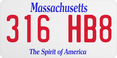 MA license plate 316HB8