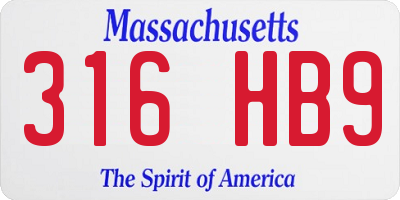 MA license plate 316HB9