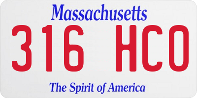 MA license plate 316HC0