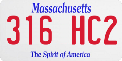 MA license plate 316HC2
