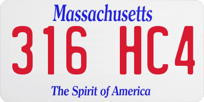 MA license plate 316HC4