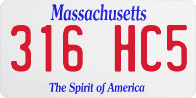 MA license plate 316HC5