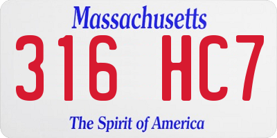 MA license plate 316HC7