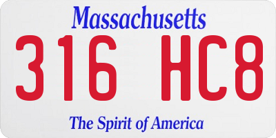 MA license plate 316HC8