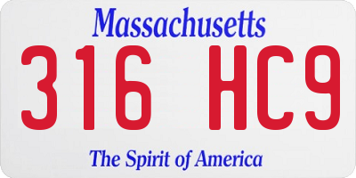 MA license plate 316HC9
