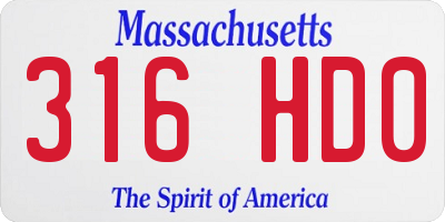 MA license plate 316HD0