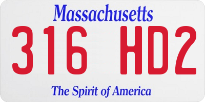 MA license plate 316HD2