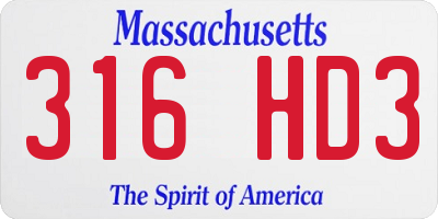 MA license plate 316HD3