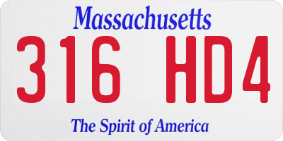 MA license plate 316HD4