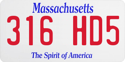 MA license plate 316HD5